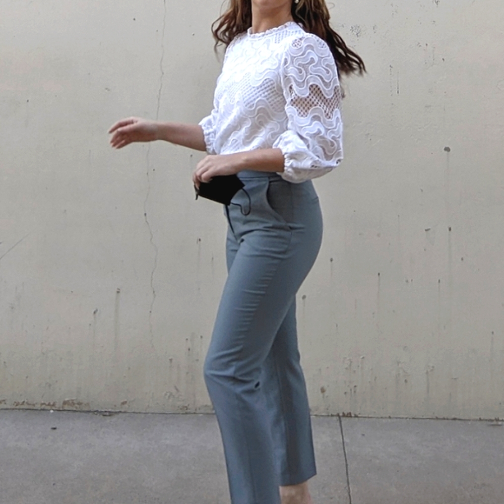 Express Elegant White Lace Mockneck Top